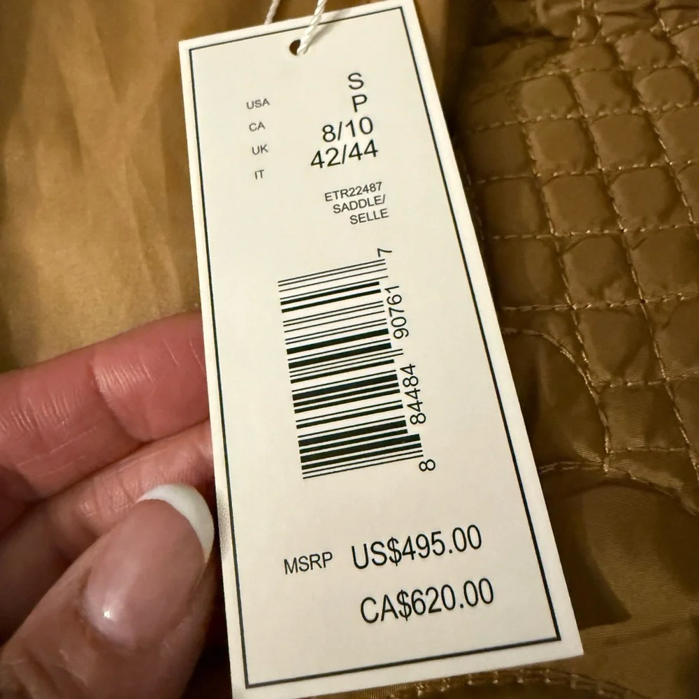 Elie Tahari Women's Quilted Floral-Stitch Coat - Picture 6 of 7